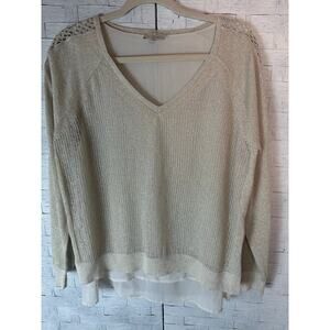 Lucky Brand  lightweight coastal sweater tank top chiffon lining loose weave